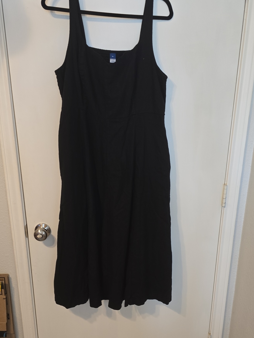Old Navy Black Midi Square-Neck Dress